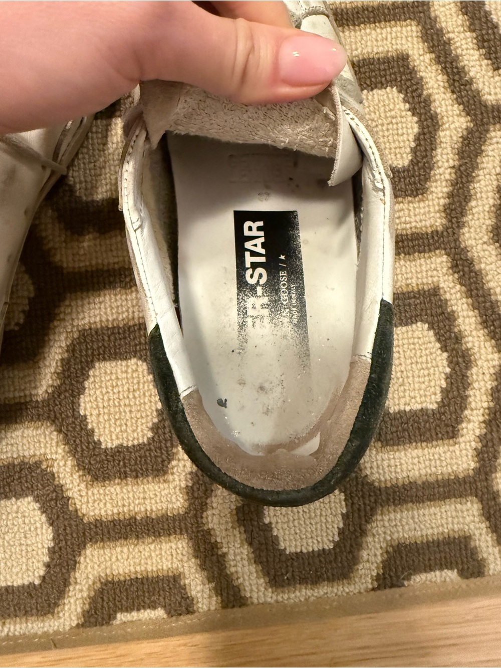 Golden Goose White Sneakers with Dark Green Heel Detail - Picture 6 of 9